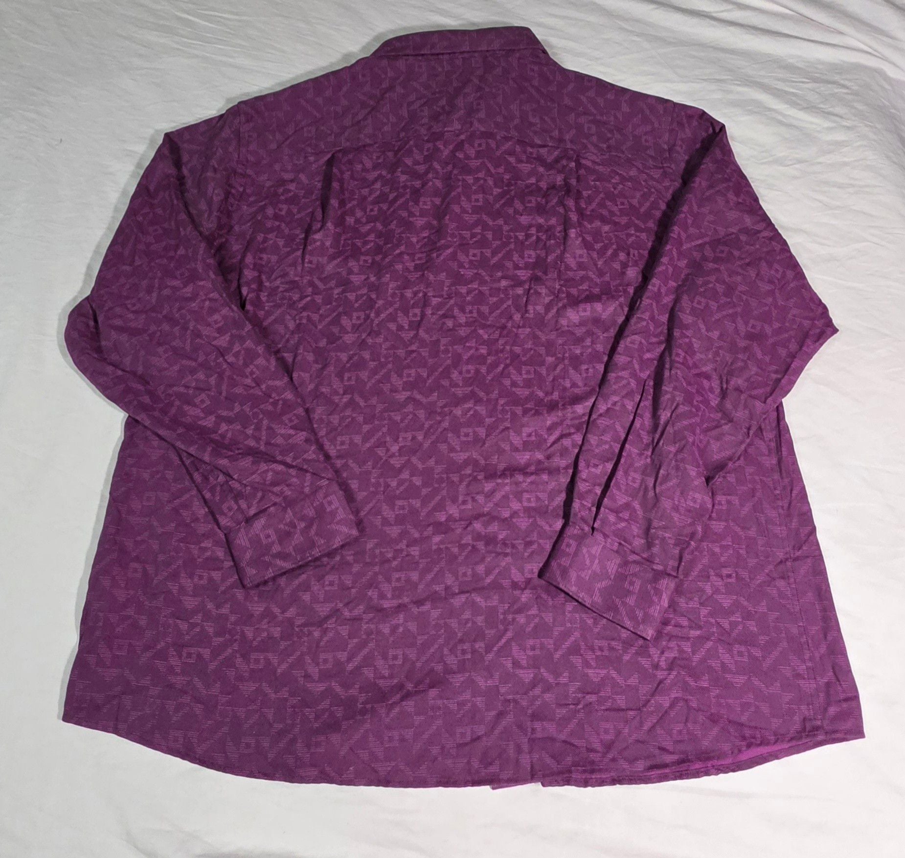 Synrgy Long Sleeve Button Down Shirt Size 2XLT Purple Geometric Print Cotton 4