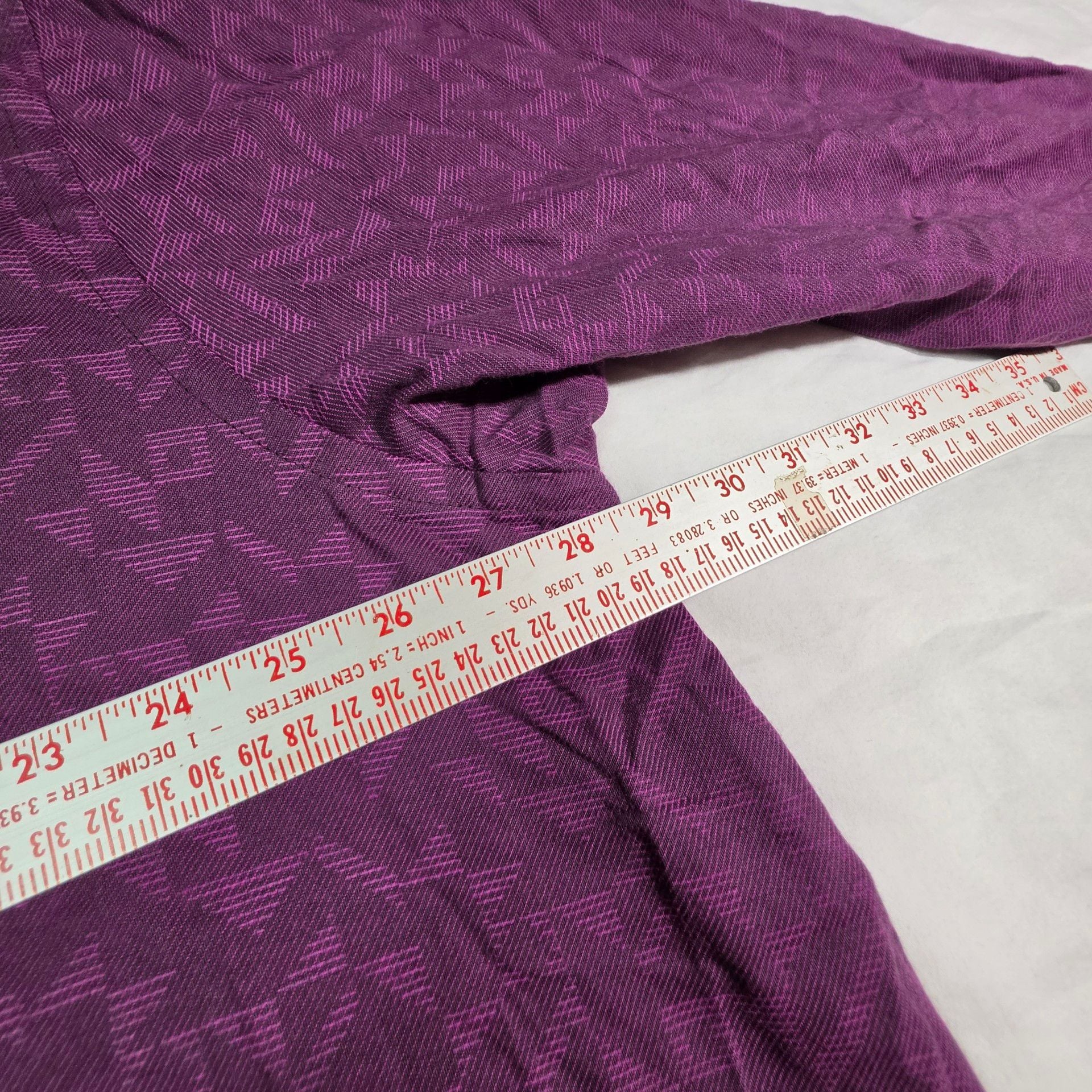 Synrgy Long Sleeve Button Down Shirt Size 2XLT Purple Geometric Print Cotton 7