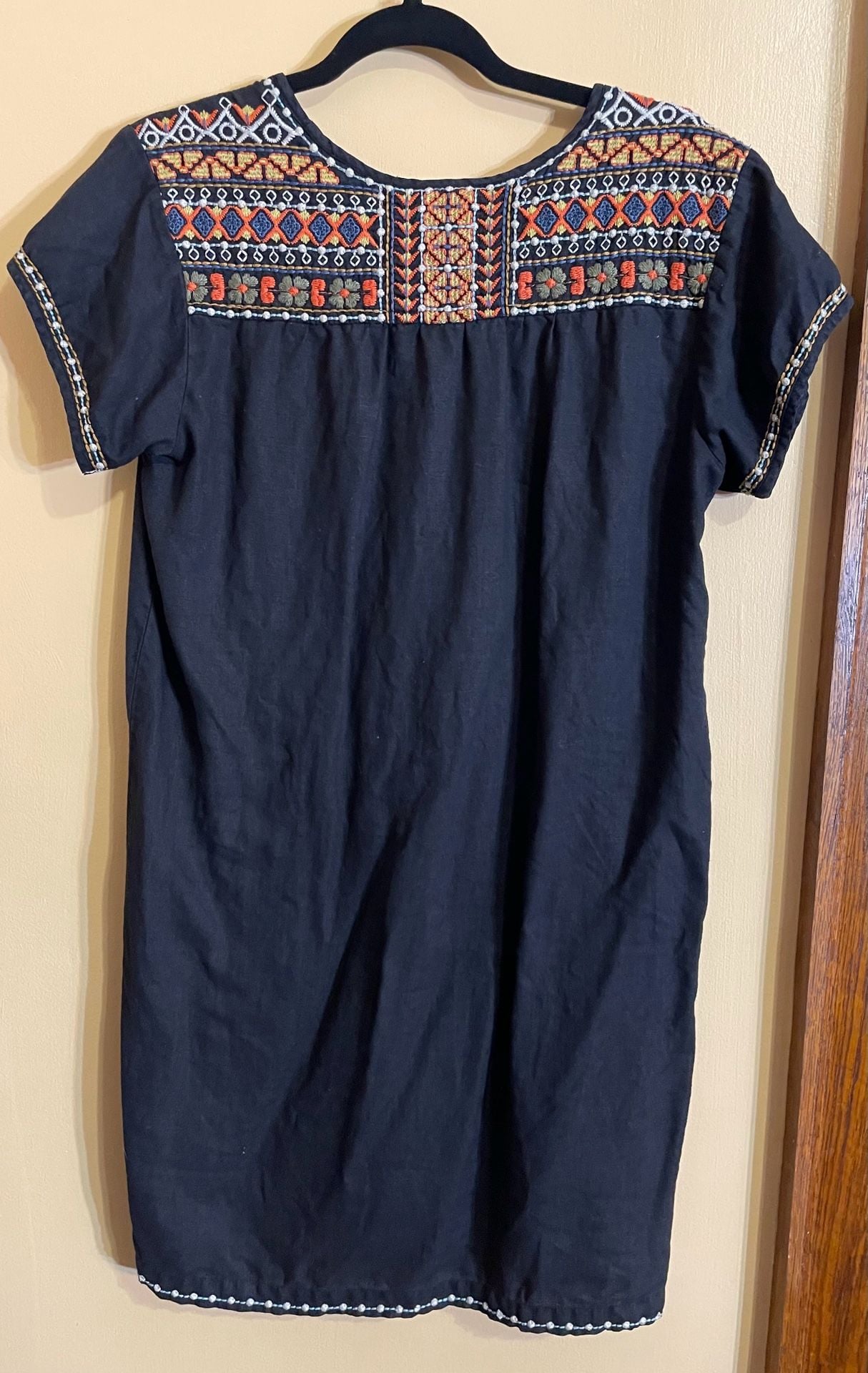 Johnny Was Embroidered Dress Size S Black Floral Short Sleeve Boho Tunic 6