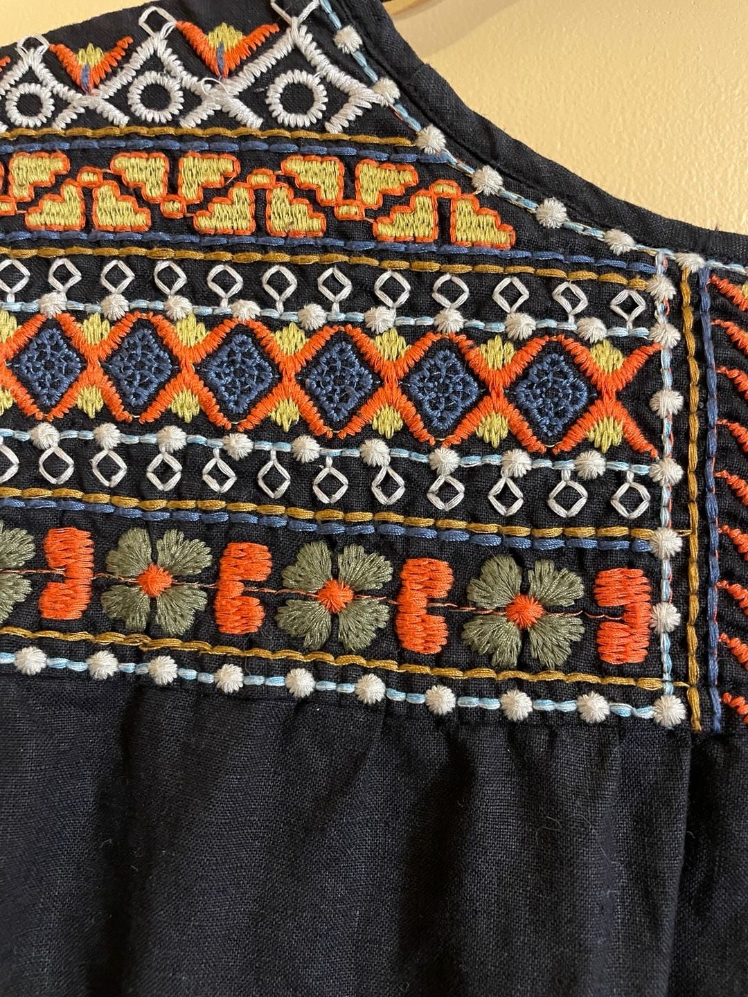Johnny Was Embroidered Dress Size S Black Floral Short Sleeve Boho Tunic 7