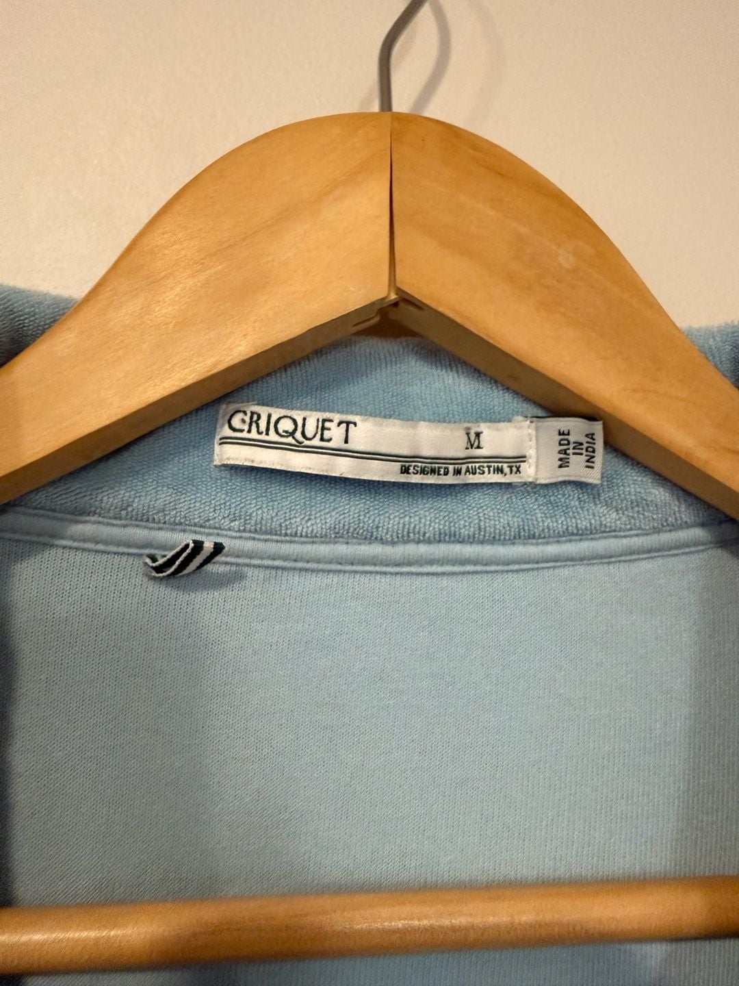 Criquet Terry Camp Shirt Size M Light Blue Button-Up Short Sleeve 4