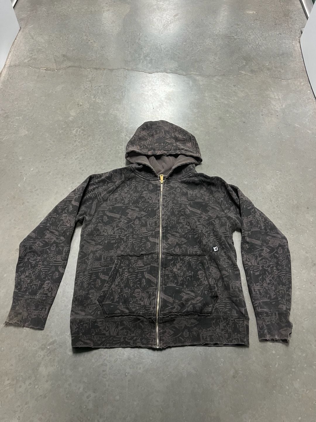 Volcom Full Zip Hoodie Size L Allover Graphic Print 2
