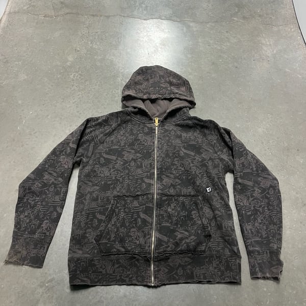 Volcom Full Zip Hoodie Size L Allover Graphic Print