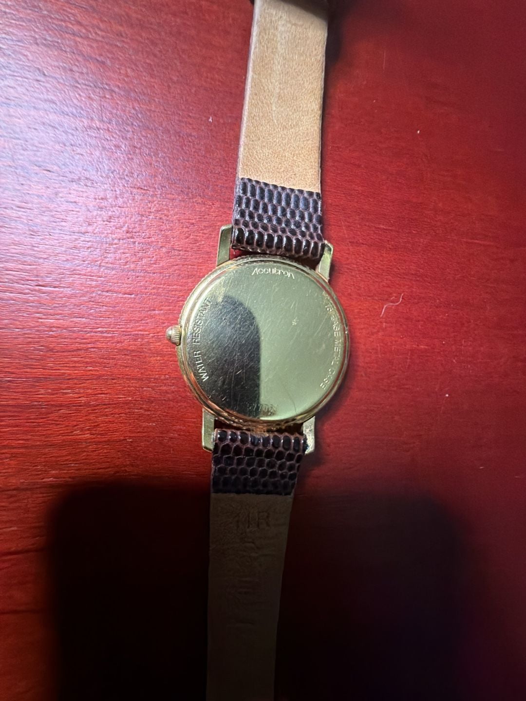 Accutron Swiss Made Gold Plated Ladies Watch with Brown Leather Strap 6