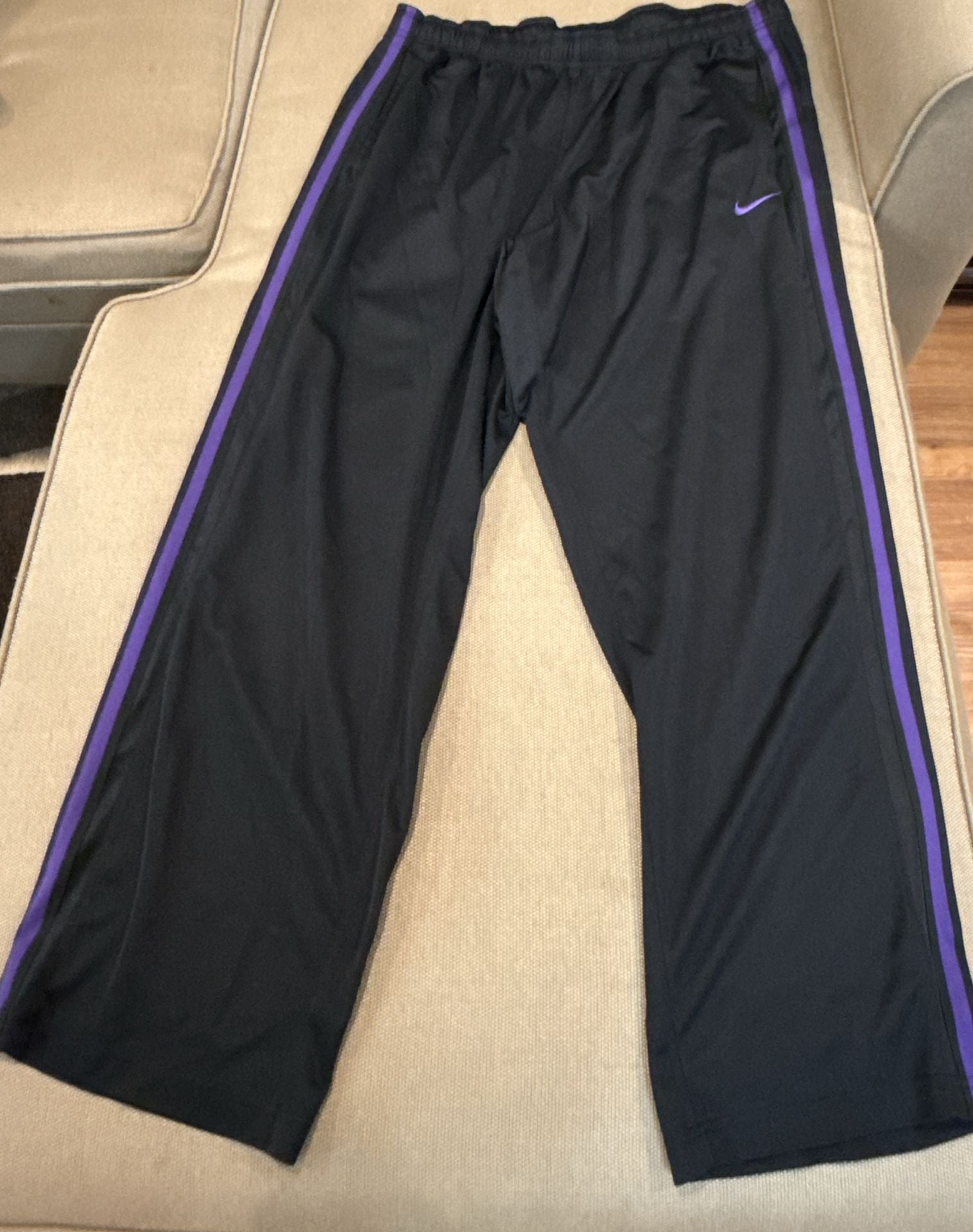 Nike Track Pants Size 2XL Black Purple Striped Athletic Pants 2