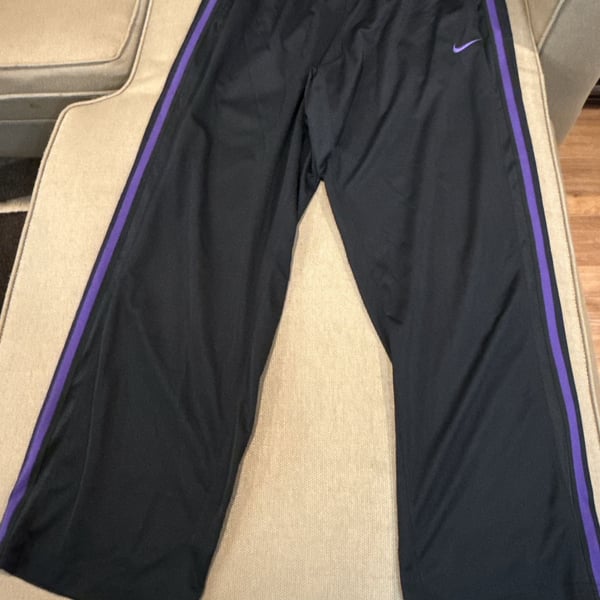 Nike Track Pants Size 2XL Black Purple Striped Athletic Pants