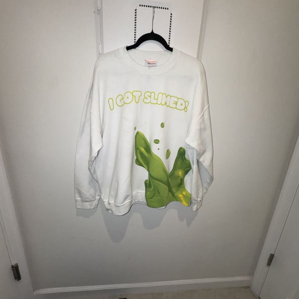Rare Nickelodeon I Got Slimed Sweatshirt Size XL White Heavy Blend
