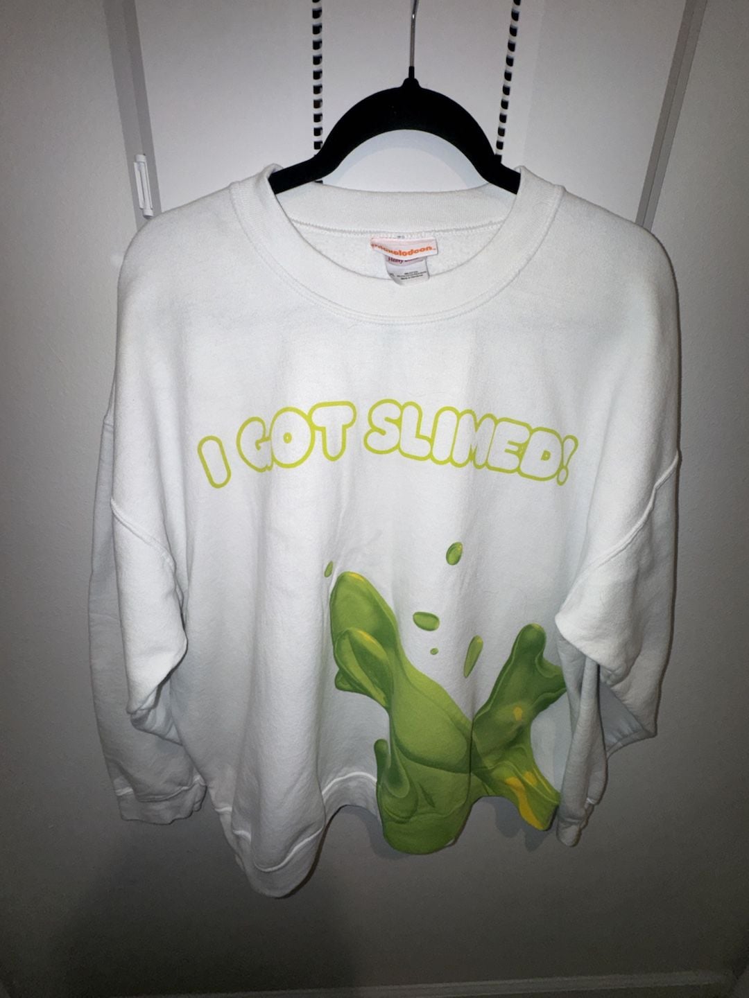 Rare Nickelodeon I Got Slimed Sweatshirt Size XL White Heavy Blend 3