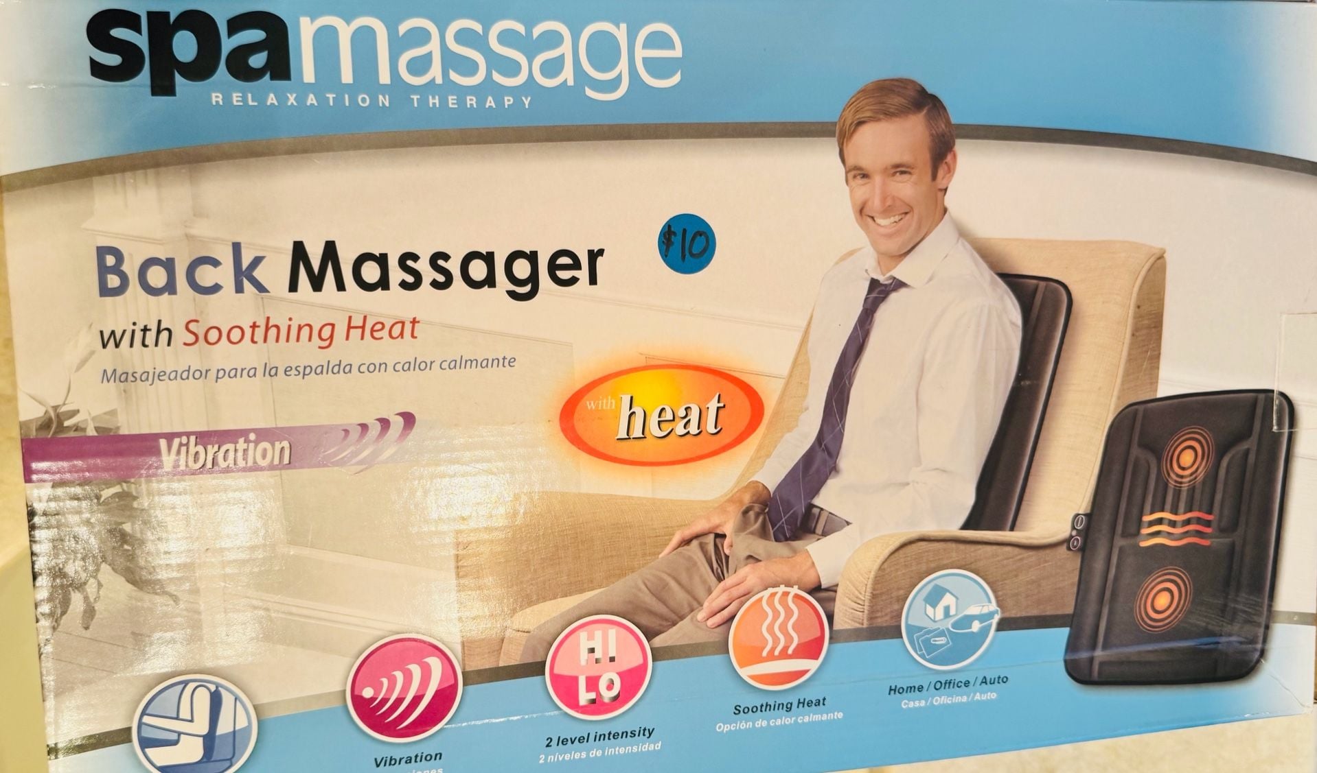 Spa Massage Back Massager with Soothing Heat and Vibration 2