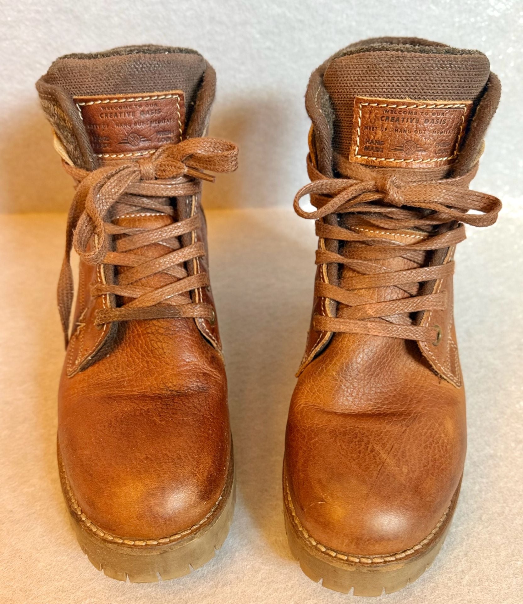 Bullboxer Carmen Women’s 9M Brown Leather Lace Up Block Heel Ankle Boots 2