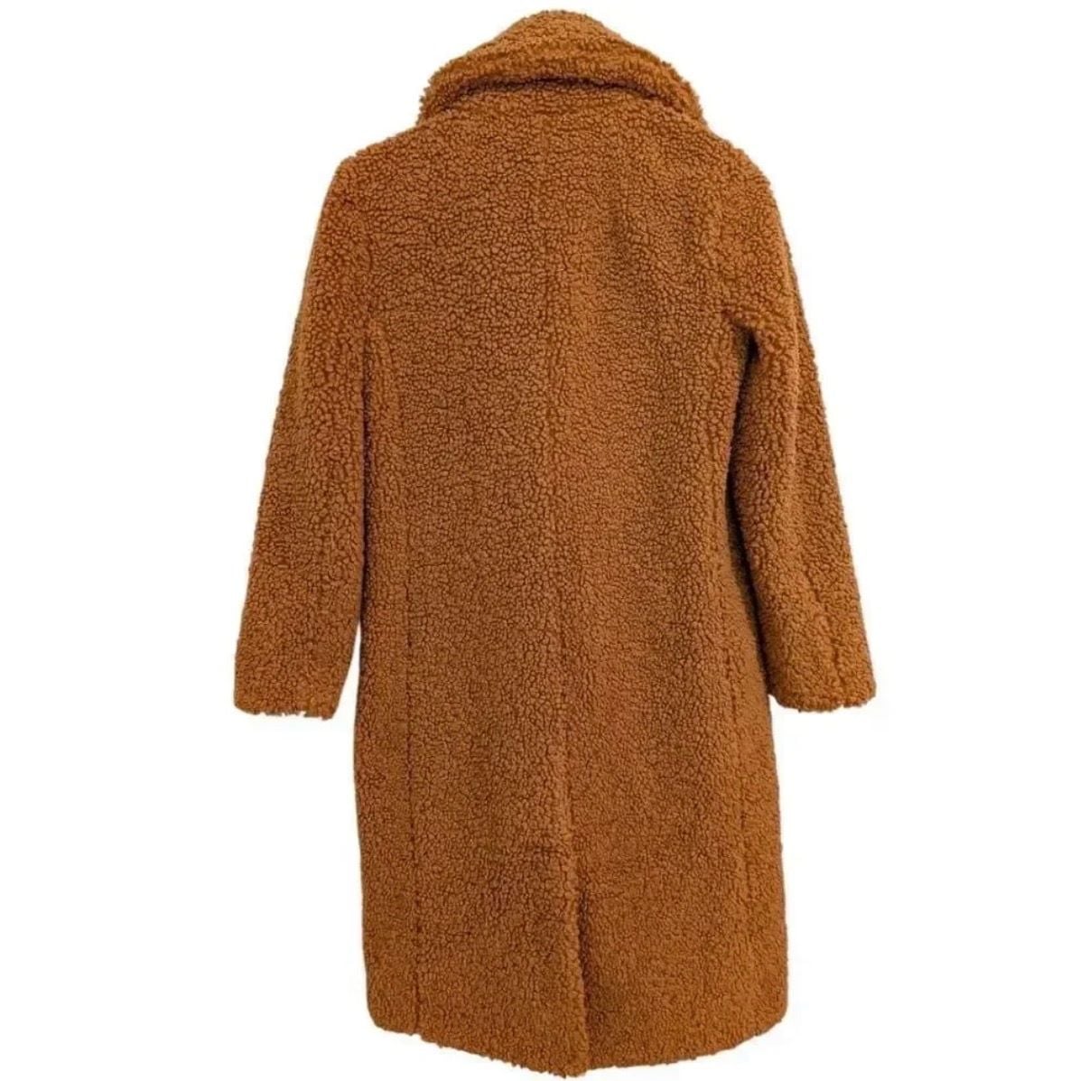 J.Crew Teddy Sherpa Long Coat Caramel Brown Double Breasted M 4