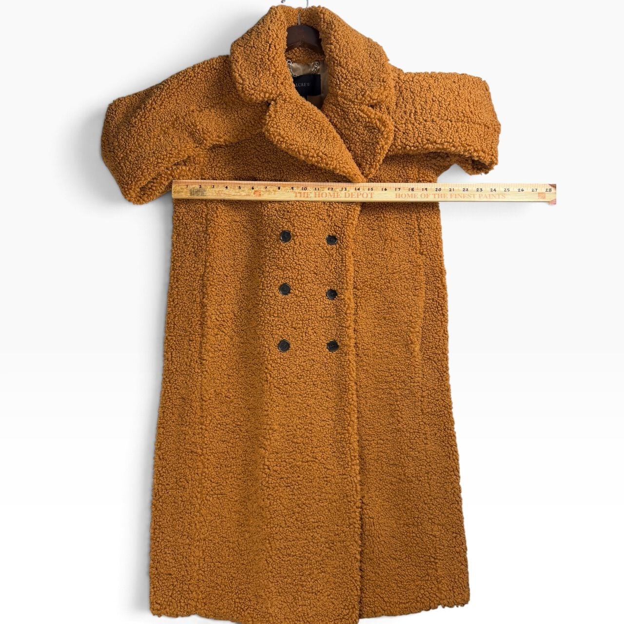 J.Crew Teddy Sherpa Long Coat Caramel Brown Double Breasted M 7
