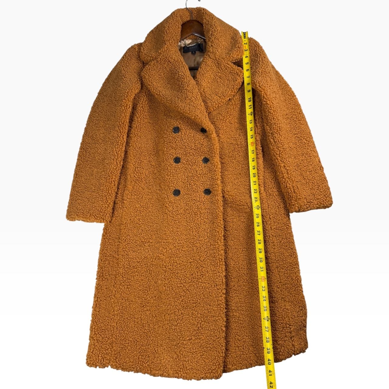 J.Crew Teddy Sherpa Long Coat Caramel Brown Double Breasted M 9