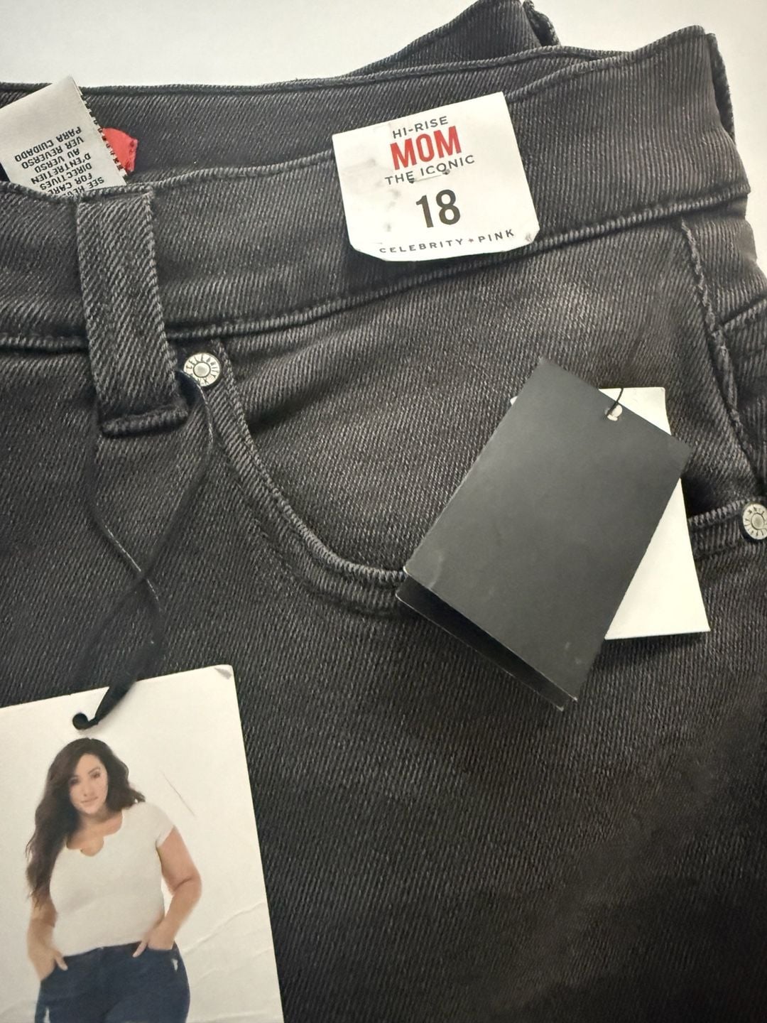 Celebrity Pink Hi-Rise Mom Jeans Size 18 Black Raw Hem 2
