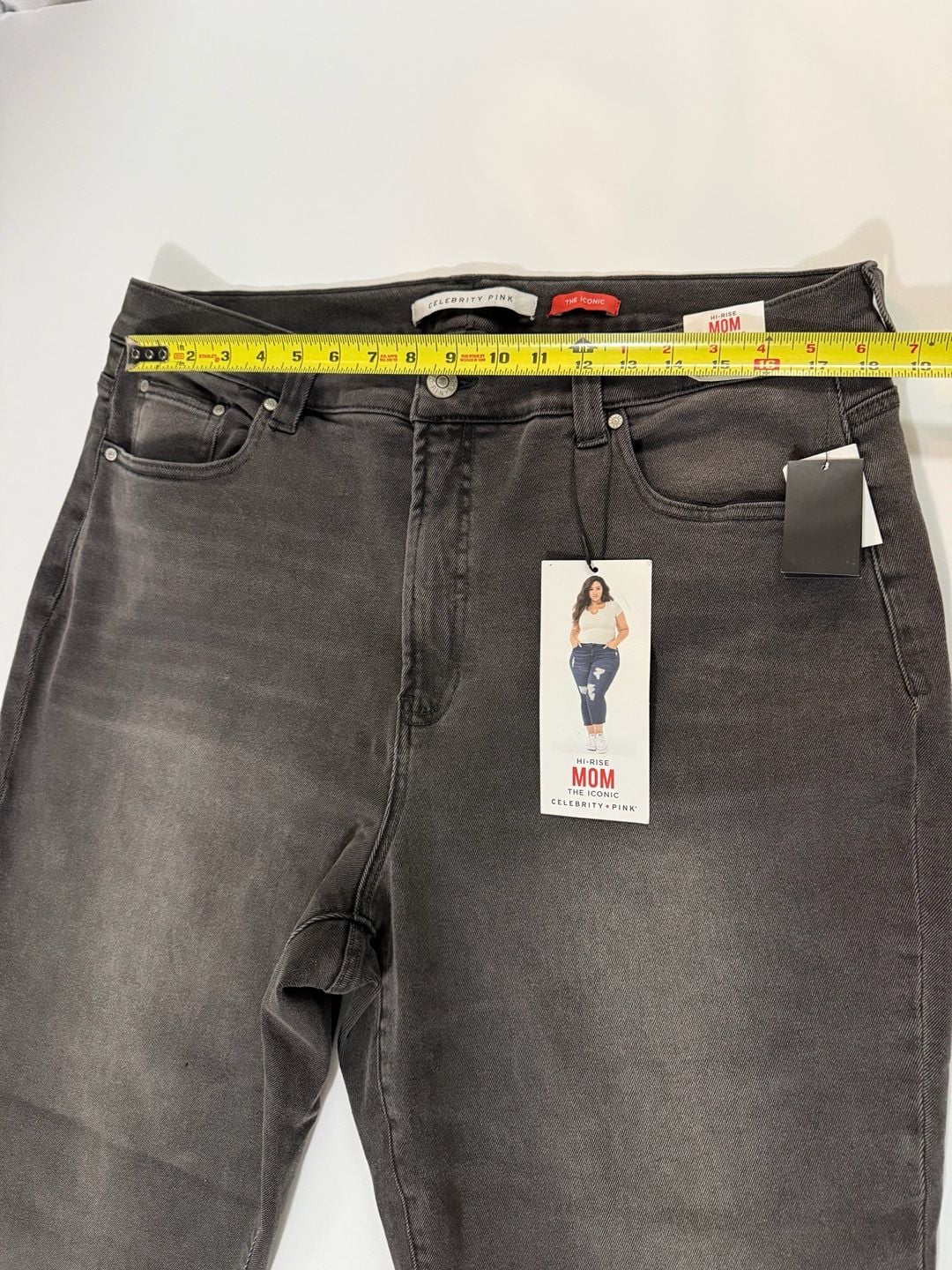 Celebrity Pink Hi-Rise Mom Jeans Size 18 Black Raw Hem 3