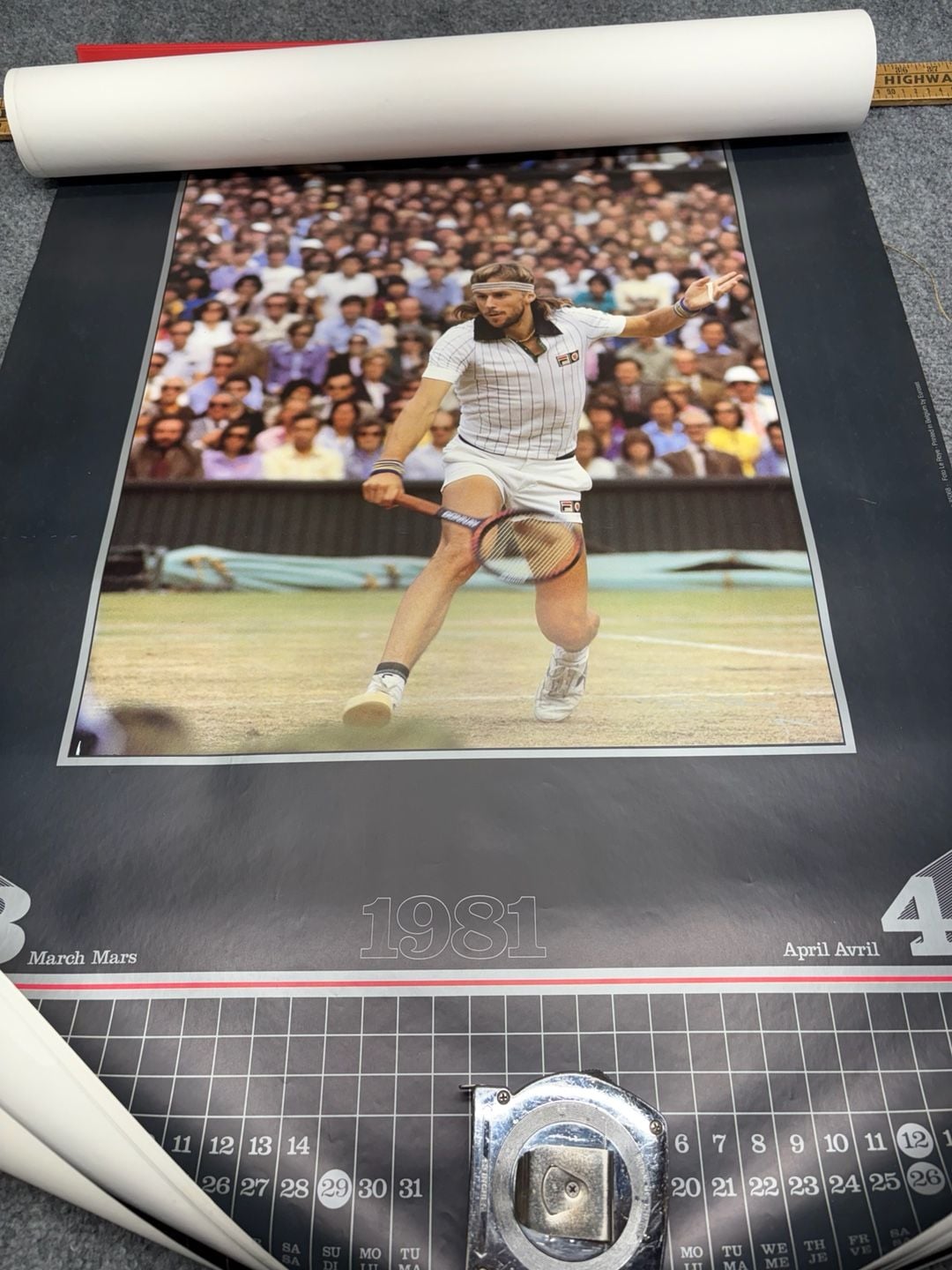 Fila Vintage Bjorn Borg 1981 Tennis Wall Calendar Poster-6 different images RARE 4