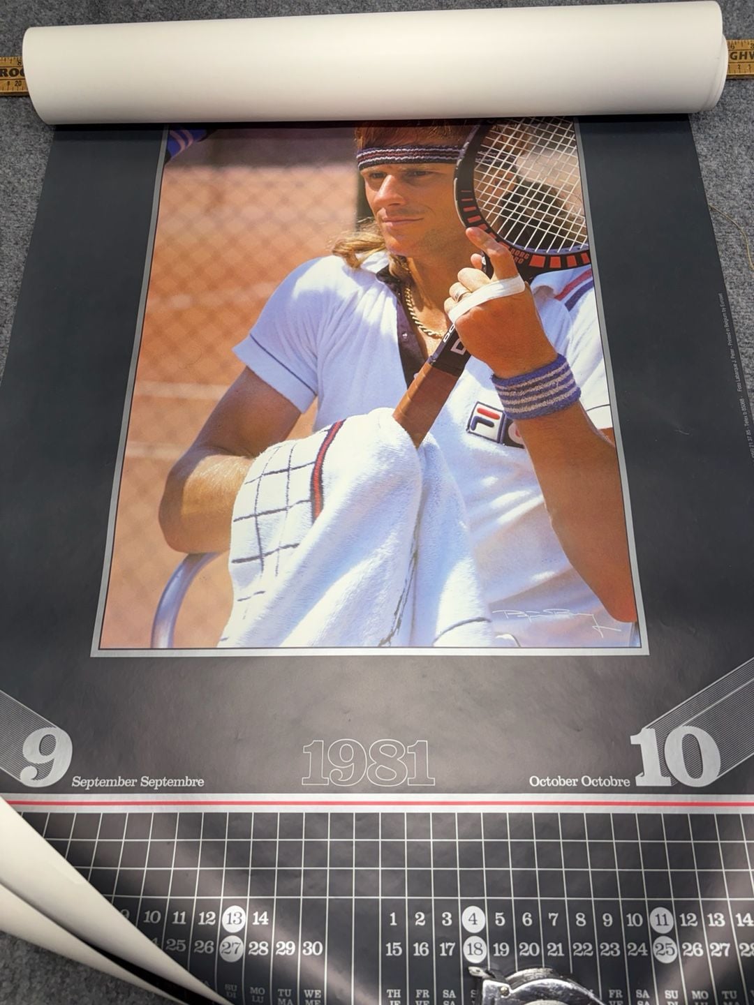 Fila Vintage Bjorn Borg 1981 Tennis Wall Calendar Poster-6 different images RARE 7
