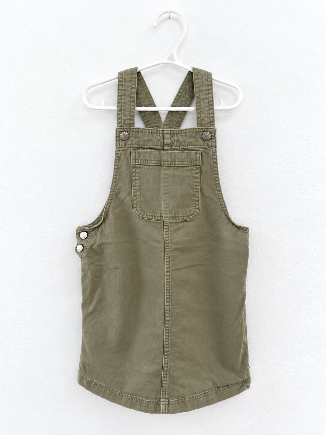 GAP Kids Olive Green Denim Overall Dress Size L 2