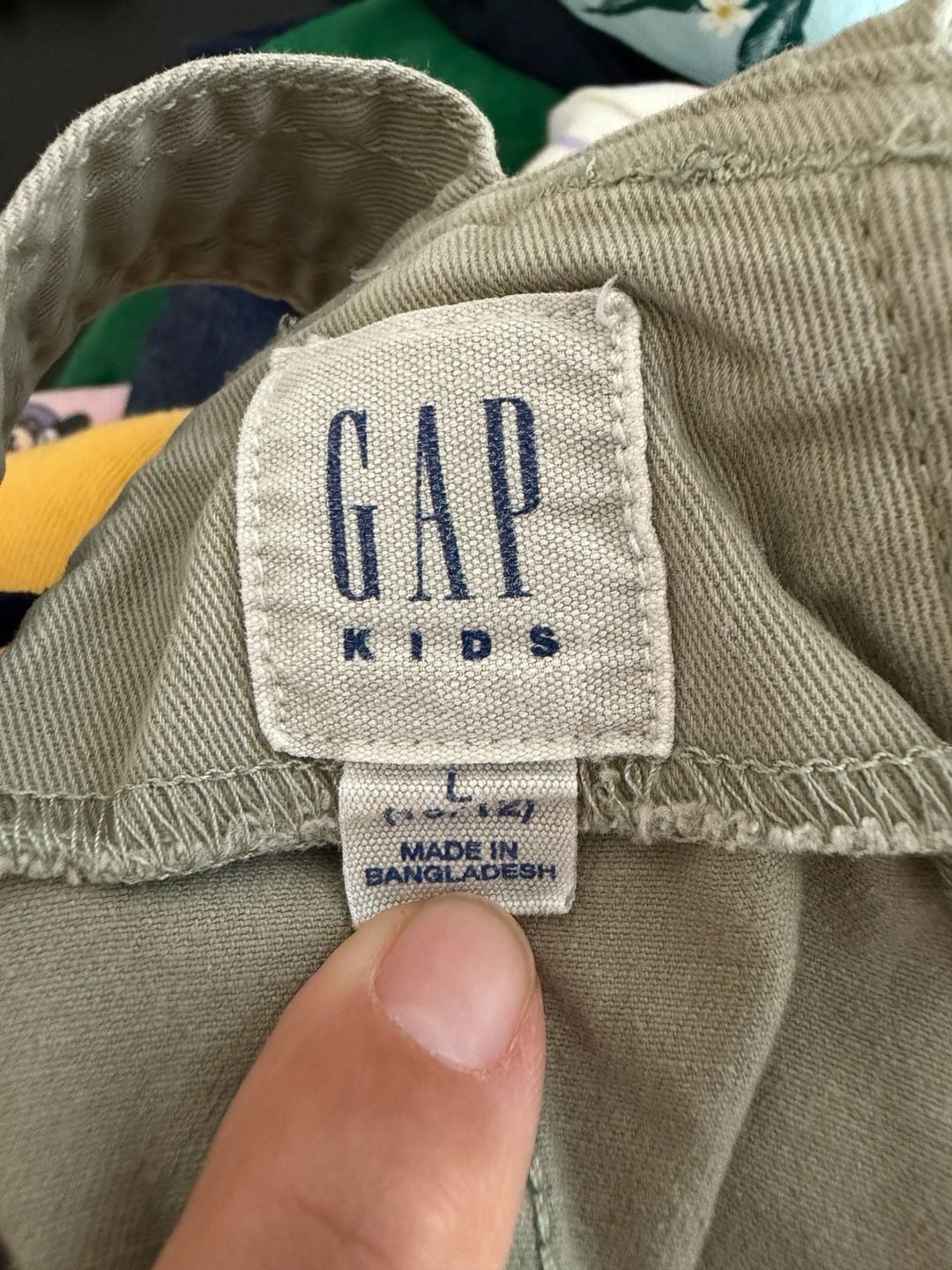 GAP Kids Olive Green Denim Overall Dress Size L 5