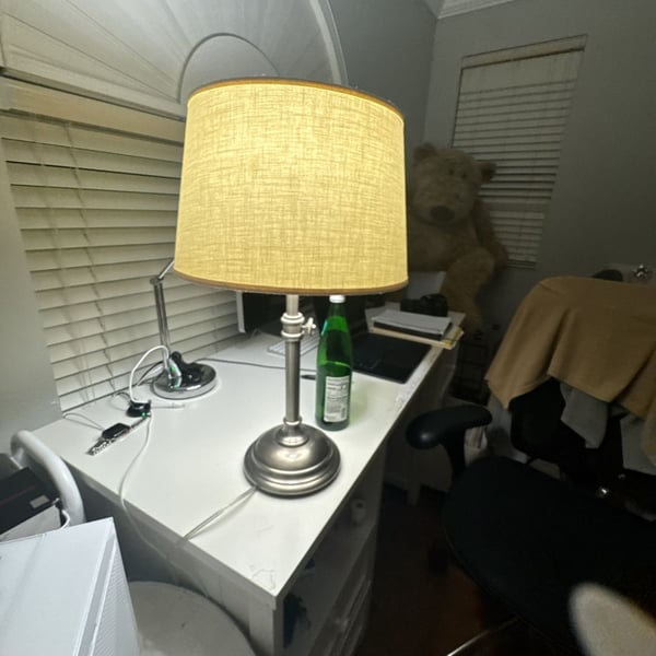 Pottery Barn Chelsea Table Lamp with Linen Shade Silver Base