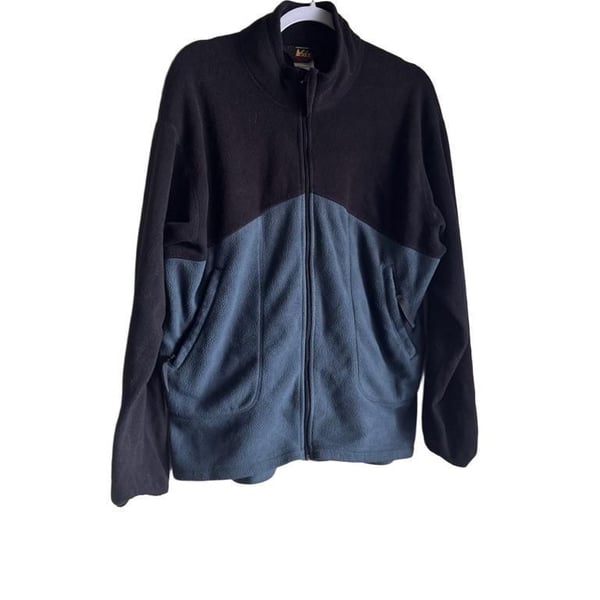 REI Fleece Jacket Size M Black Blue Full Zip Outdoor