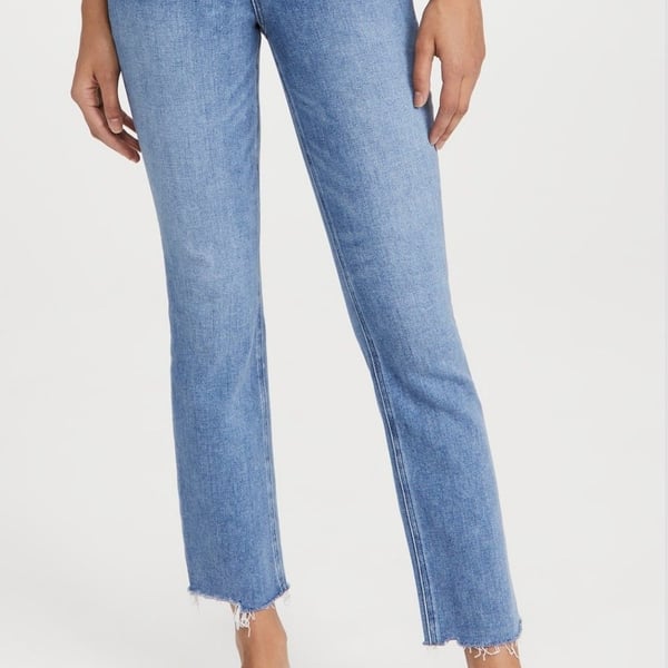 PAIGE Cindy High Rise Slim Straight Jeans Cowgirl Distressed Light Wash Size 31