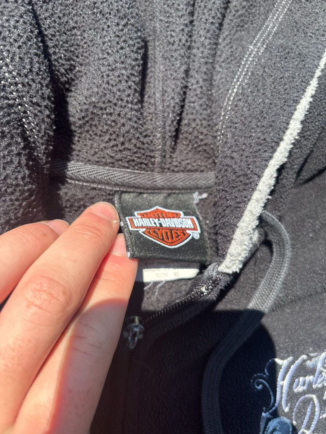 Harley-Davidson Black Fleece Zip-Up Hoodie Size XL 6