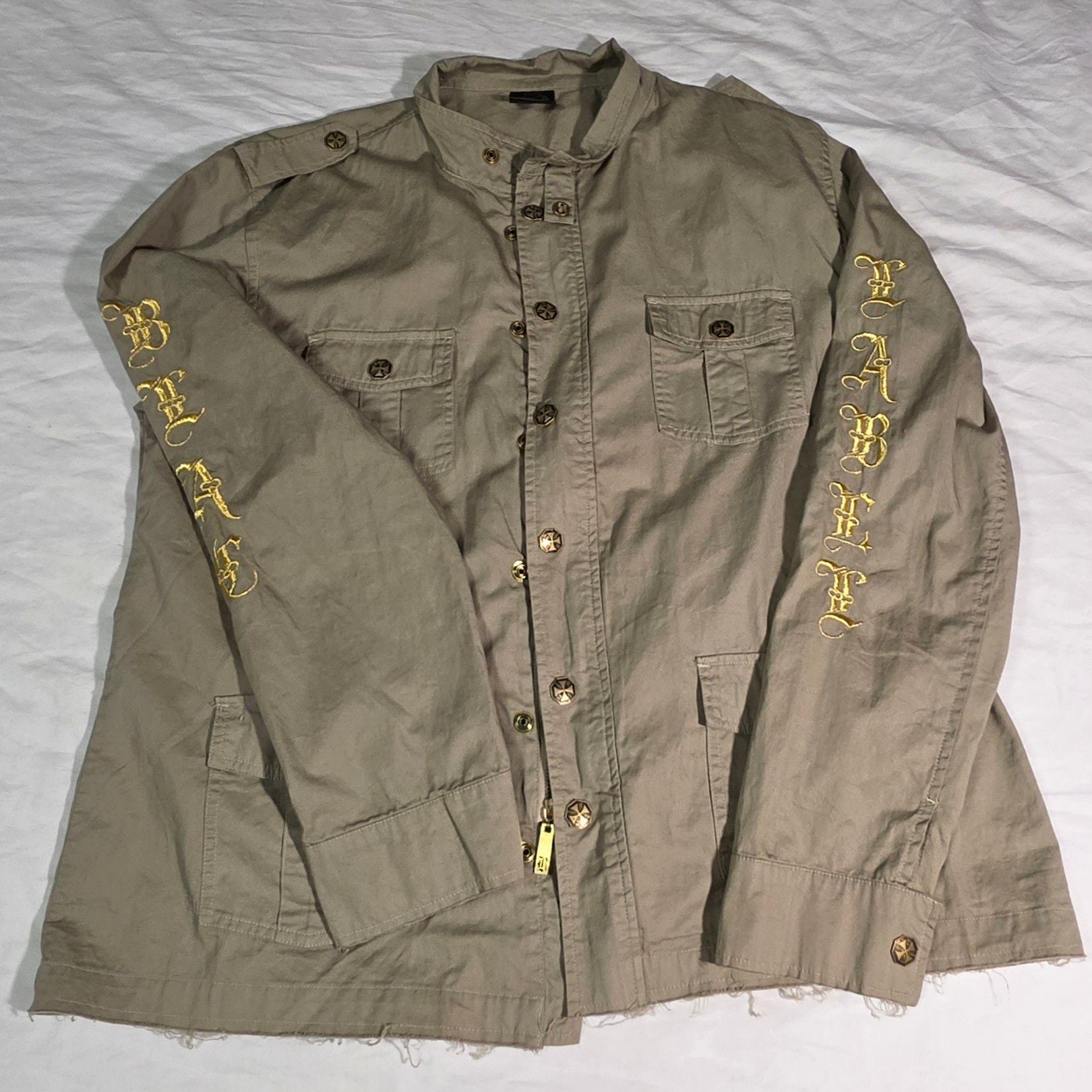 Blac Label Premium Mens Jacket XL Soldier Dies But Once Gold Embroidered Y2K 3