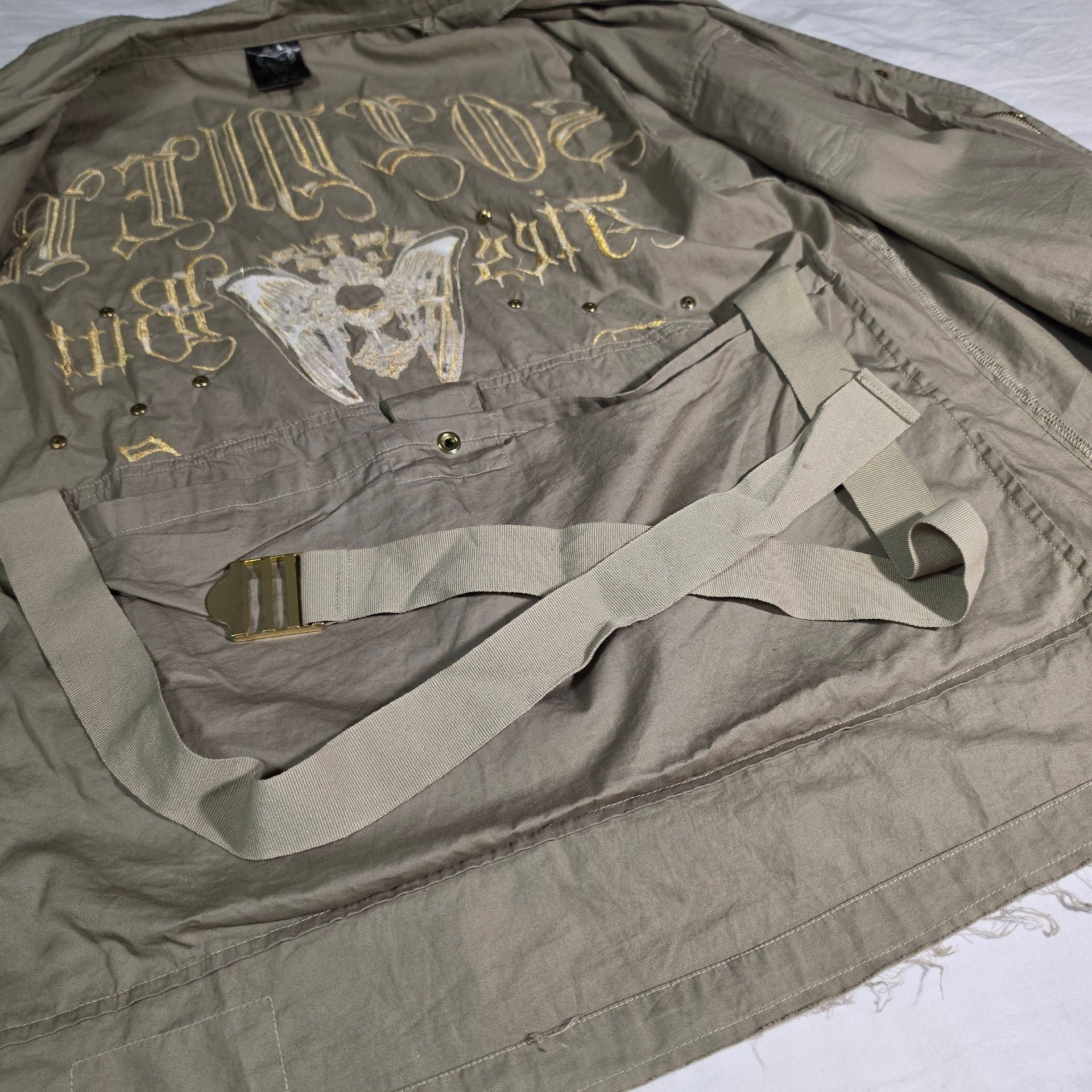 Blac Label Premium Mens Jacket XL Soldier Dies But Once Gold Embroidered Y2K 5