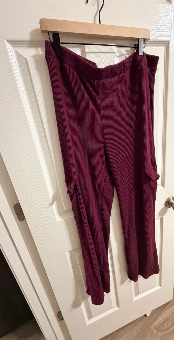 No Boundaries Ribbed Zip Hoodie Set Size XXL Burgundy 5