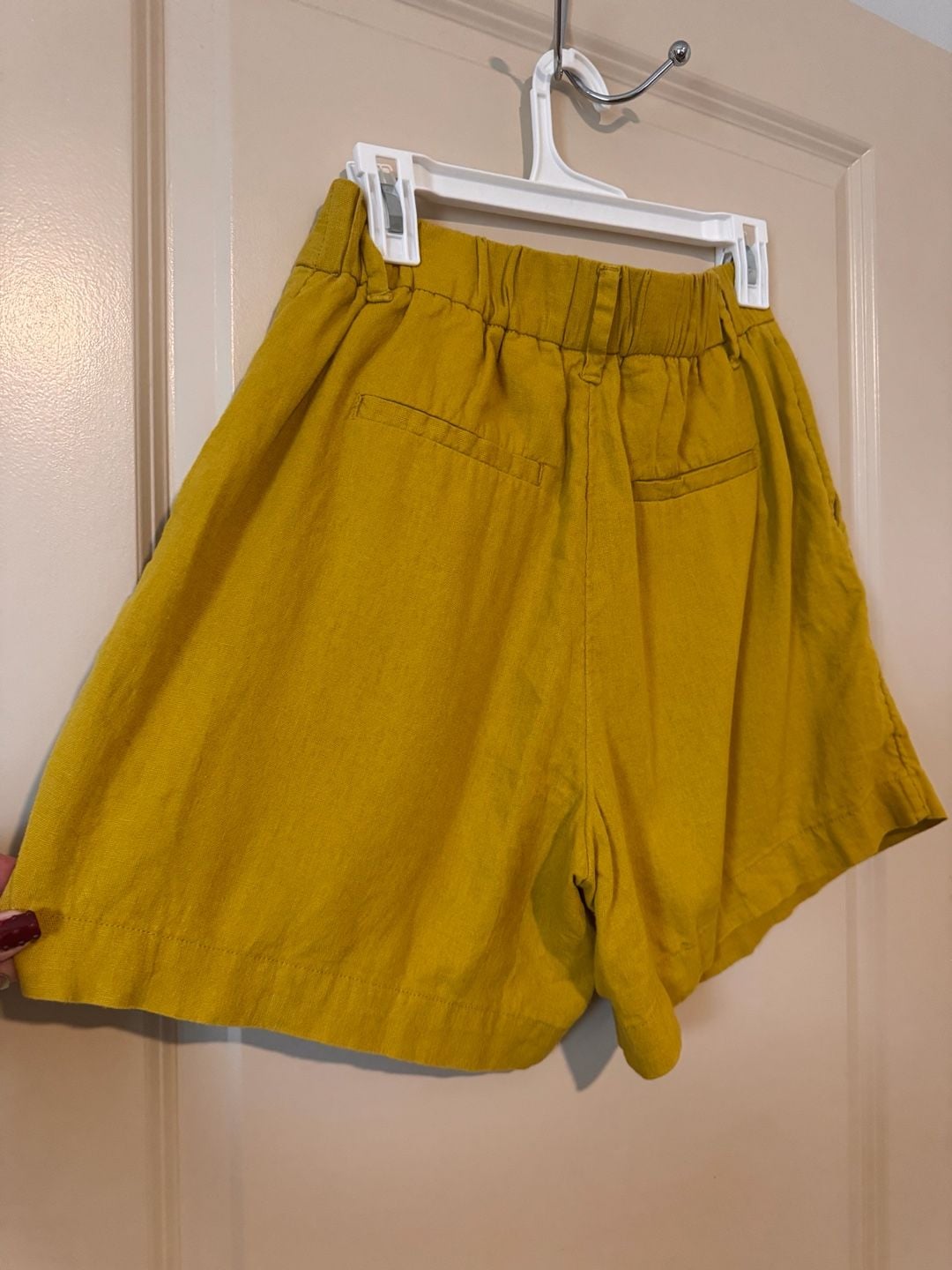 A New Day Yellow Linen Blend Pull On Shorts Size 6 3