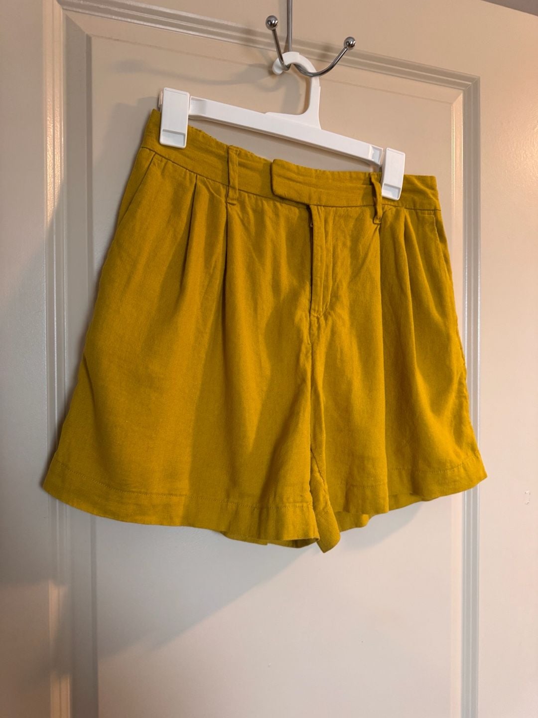 A New Day Yellow Linen Blend Pull On Shorts Size 6 2