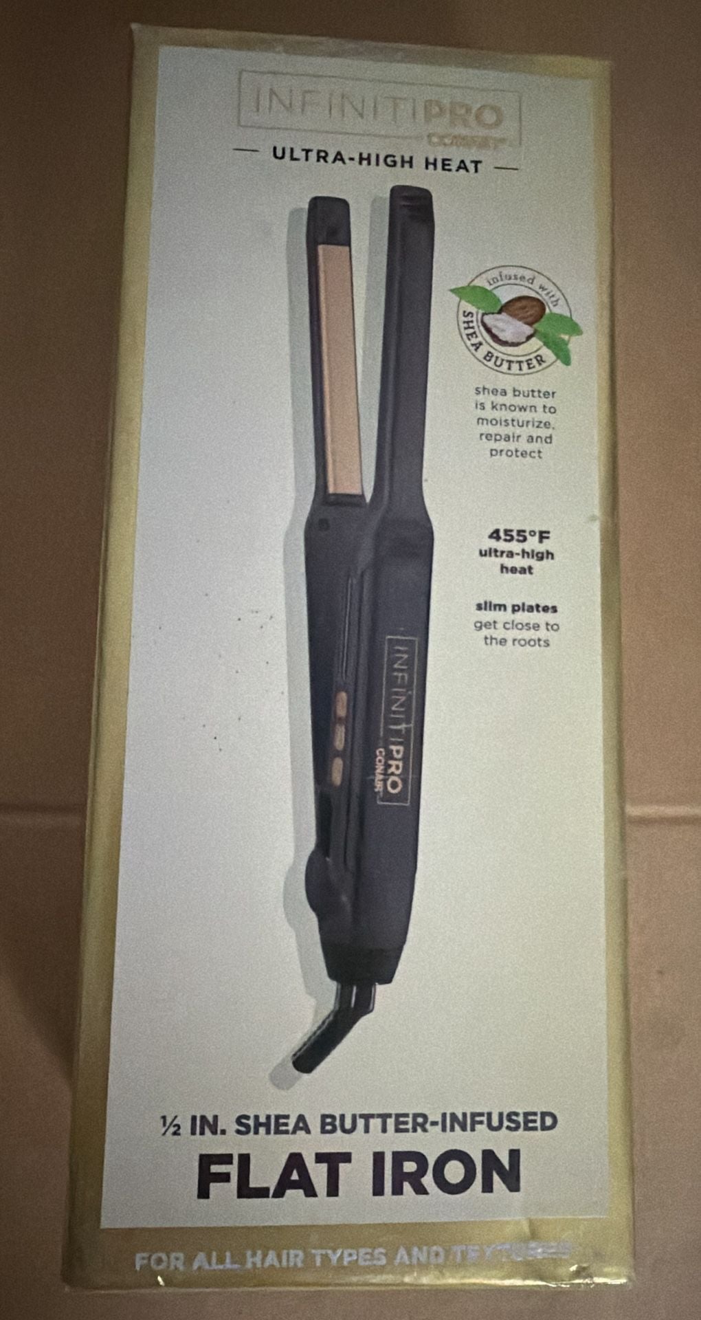 Conair InfinitiPRO Flat Iron 1/2 In. Shea Butter-Infused *Brand New* 1