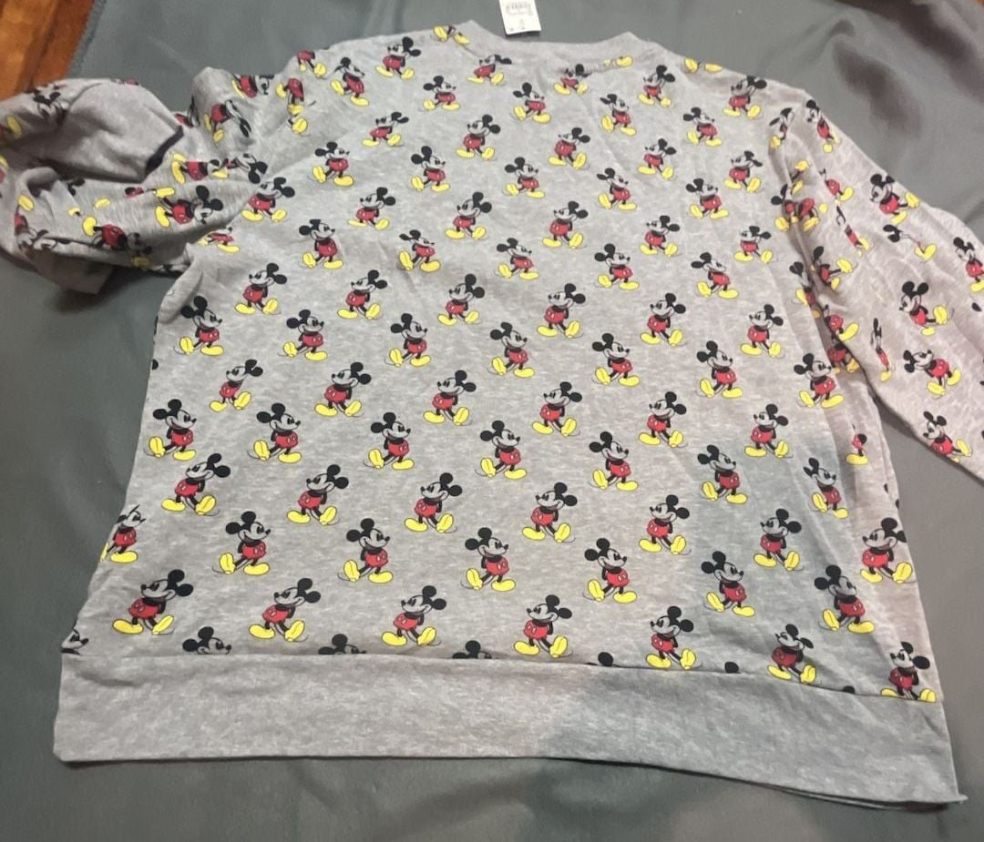 Disney Women's Plus Mickey Mouse Sweatshirt Hoodie Zippered All-Over Print Gray - .com 9