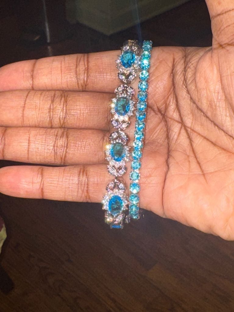 Unbranded Blue Crystal Bracelet Set of Two 1