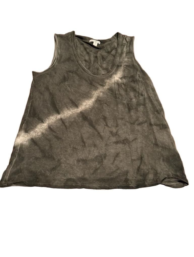 James Perse Tie Dye Tank Top Size 1 Black Cotton Sleeveless Pocket small 2