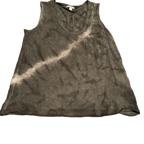 James Perse Tie Dye Tank Top Size 1 Black Cotton Sleeveless Pocket small 