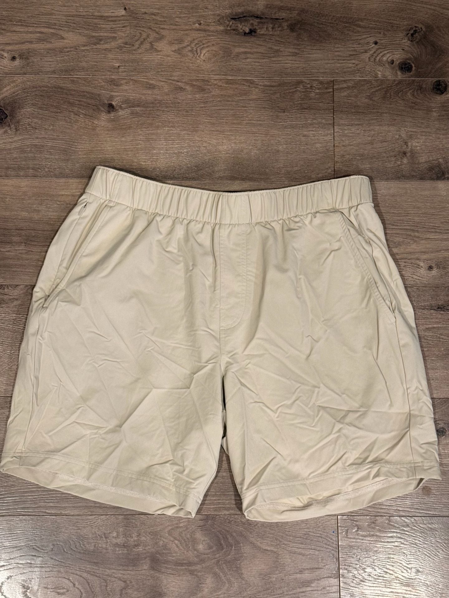RhoBack Beige Performance Shorts Size L Flat Front Drawstring Pocket 2