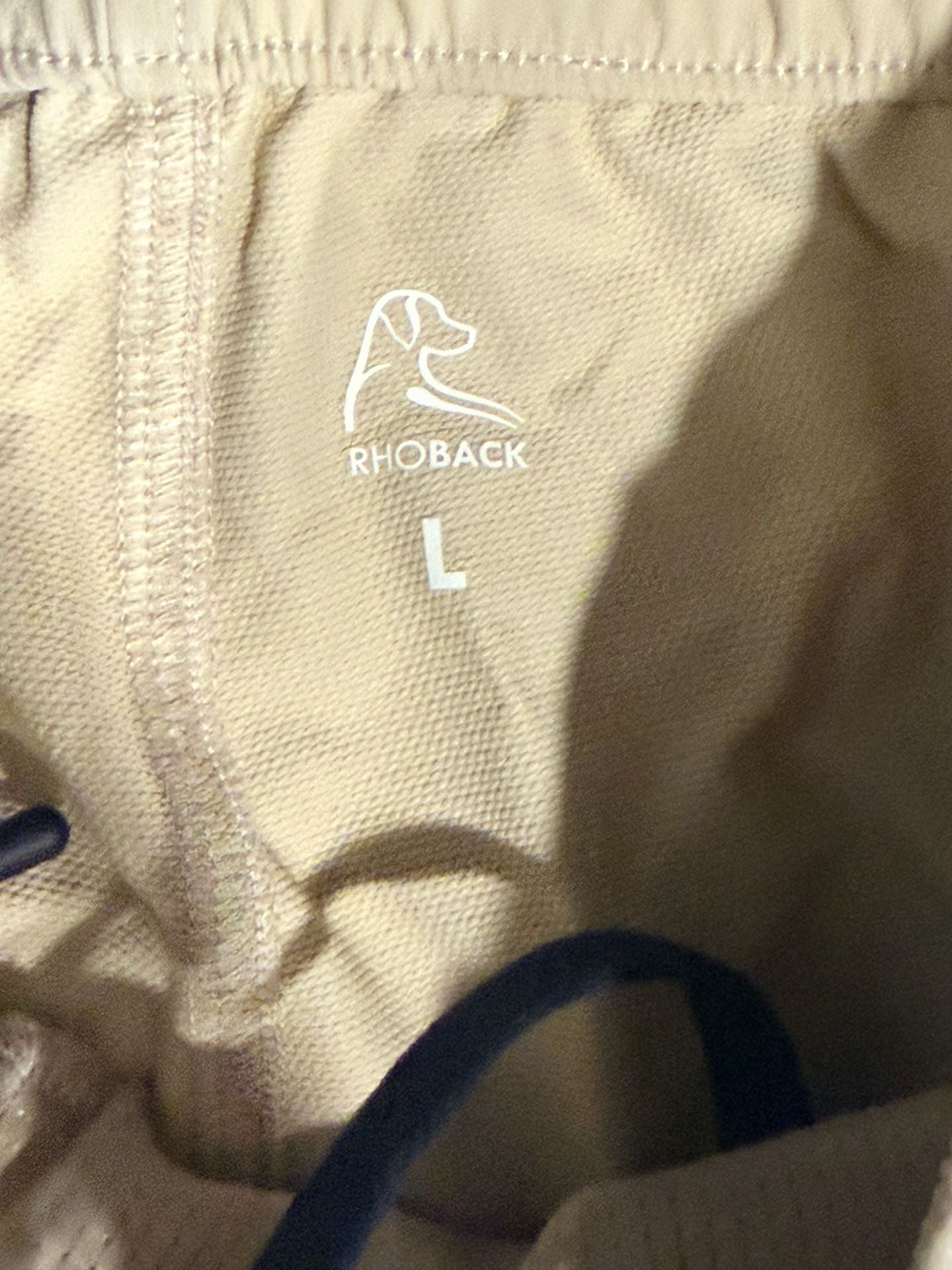 RhoBack Beige Performance Shorts Size L Flat Front Drawstring Pocket 3