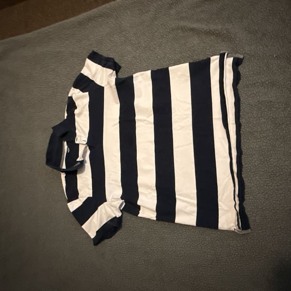 Old Navy Built-In Flex Striped Polo Shirt Size XL Blue White