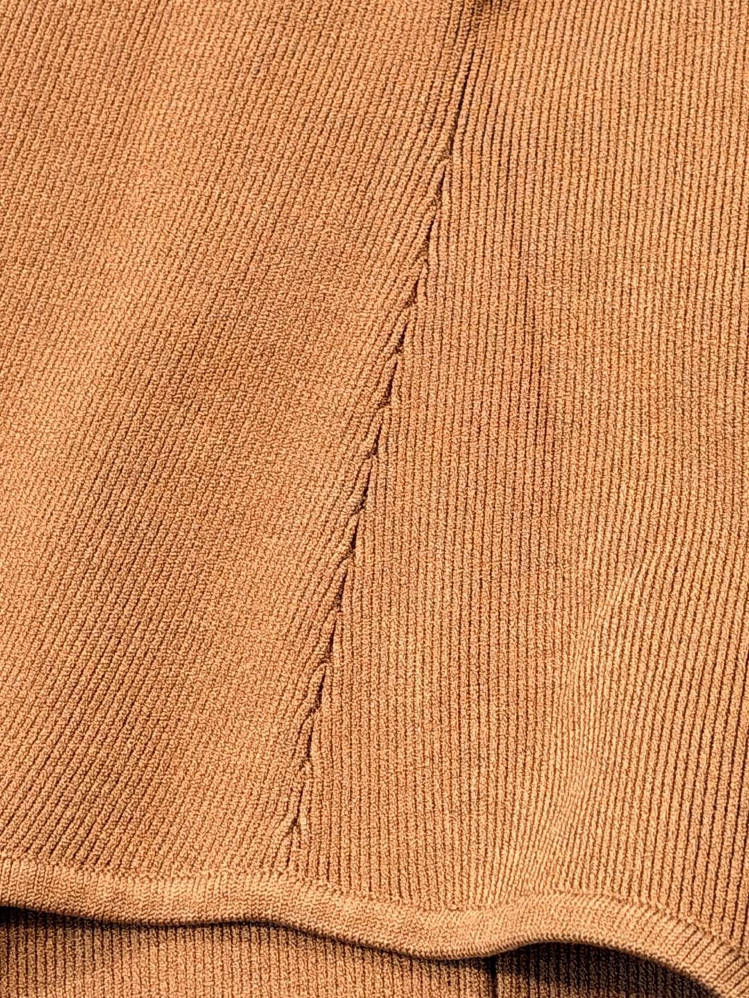 Cushnie Ribbed Bodysuit Brown Long Sleeve V-Neck 8