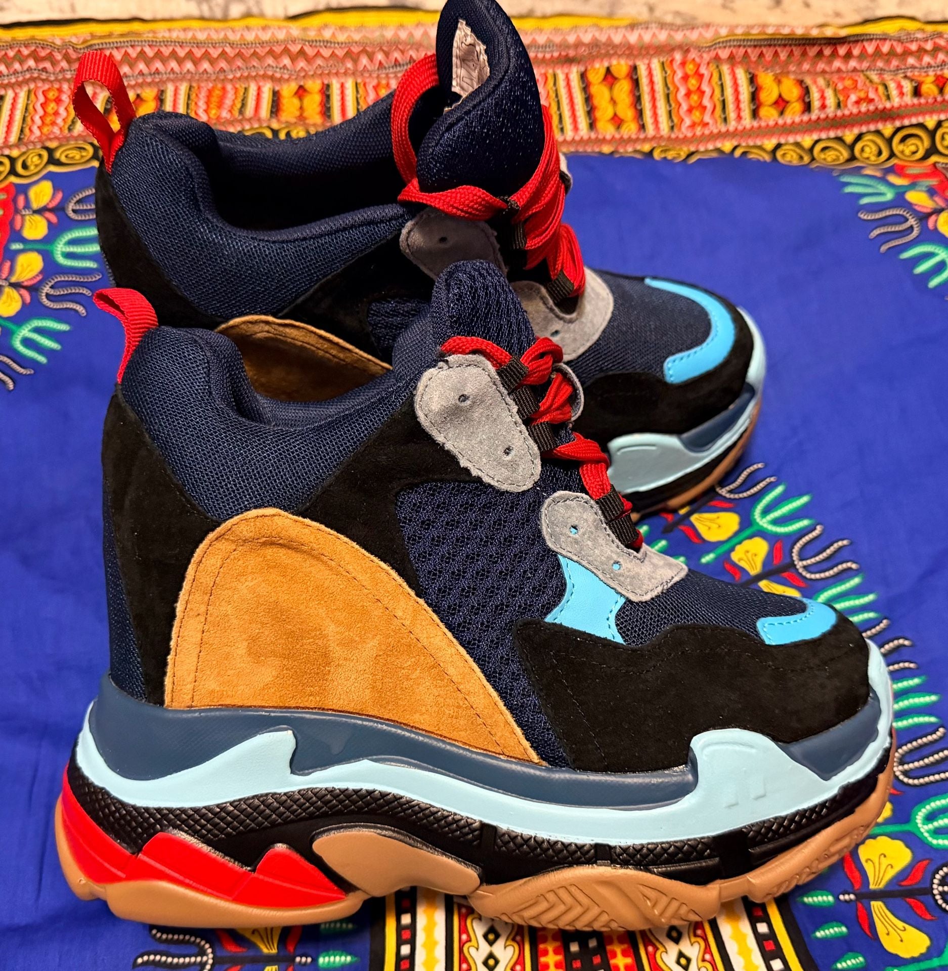 Anthony Wang Collection Chunky Wedge Sneakers Multicolored 7