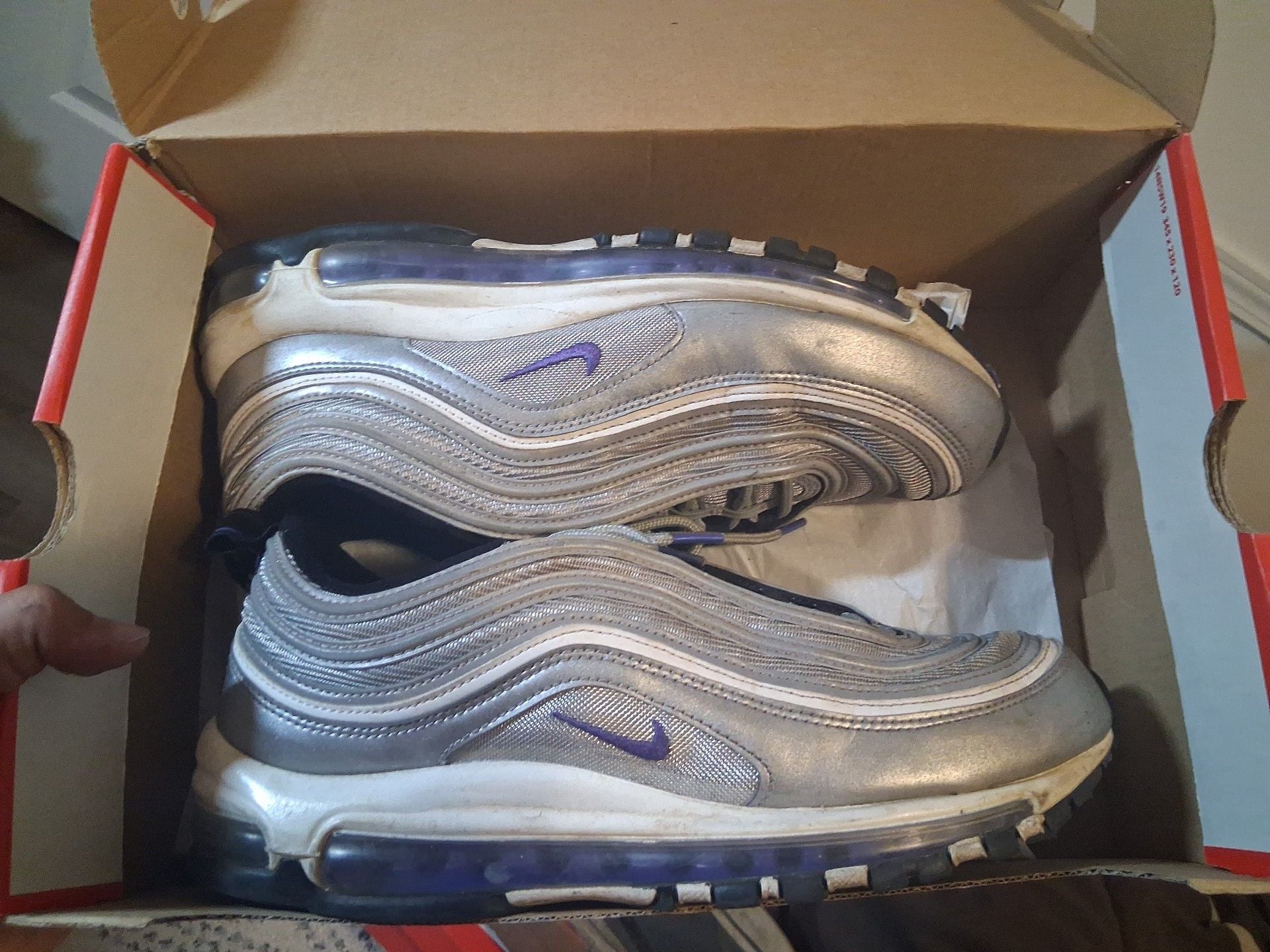 Nike Air Max 97 Size 11 Silver Violet Black Red Black 3