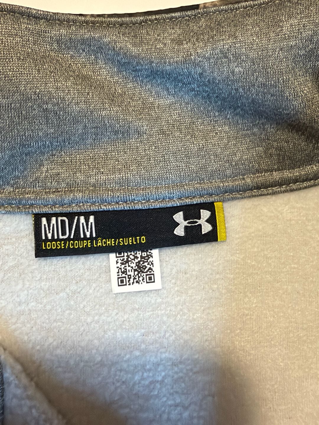 Under Armour 1/4 Zip Pullover Size MD Gray Mossy Oak Camo Hunting Shirt 3