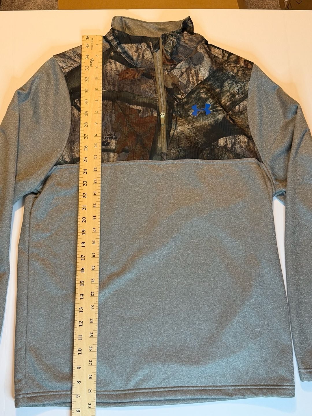 Under Armour 1/4 Zip Pullover Size MD Gray Mossy Oak Camo Hunting Shirt 4