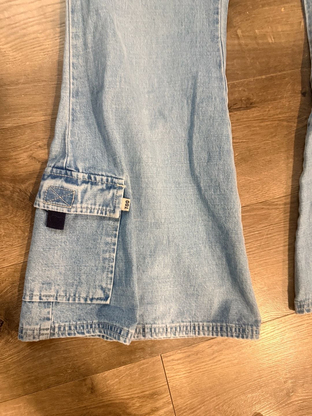 Limited Too Flared Jeans Size 16 Light Wash Cargo Pocket 3