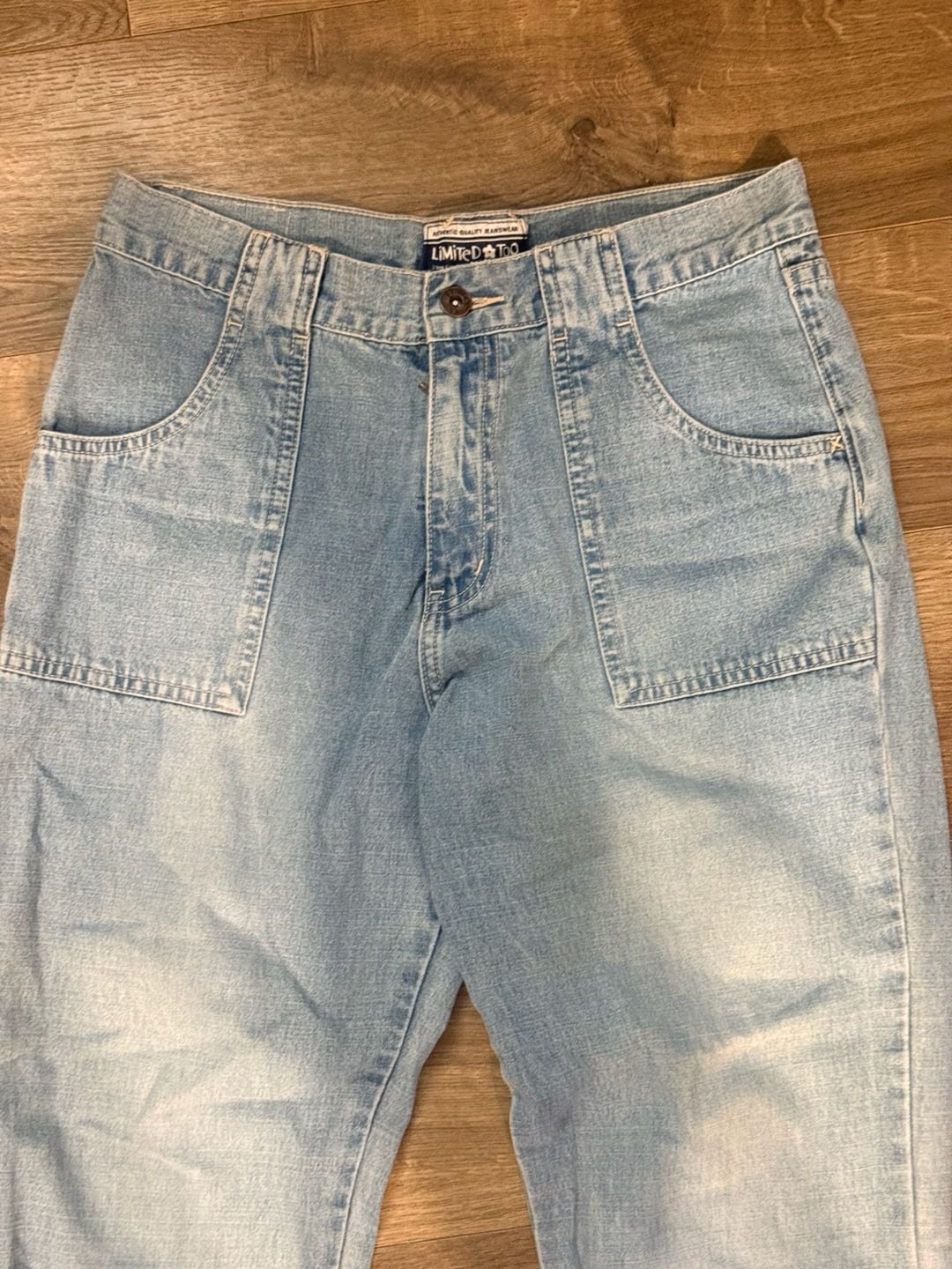 Limited Too Flared Jeans Size 16 Light Wash Cargo Pocket 5