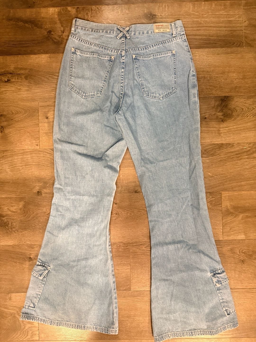 Limited Too Flared Jeans Size 16 Light Wash Cargo Pocket 7