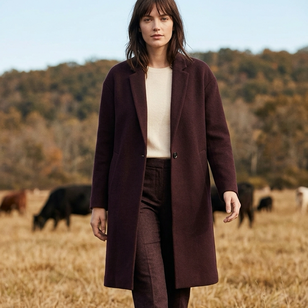 Madewell Burgundy Wool Coat Size S Double-Faced Long Coat Jacket