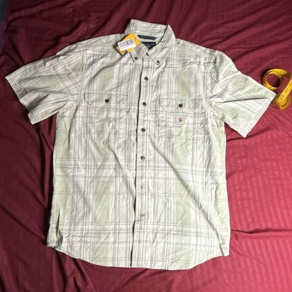 Carhartt Men's Fort Loose Short Sleeve Plaid Button Down Shirt at Co,